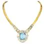 Aquamarine 36.80cts Diamond Baguette 18K Gold Collar Necklace