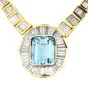Aquamarine 36.80cts Diamond Baguette 18K Gold Collar Necklace