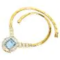 Aquamarine 36.80cts Diamond Baguette 18K Gold Collar Necklace