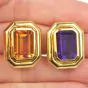 Tiffany & Co. Paloma Picasso Amethyst Citrine 18K Gold Statement Earrings|Dover Jewelry|