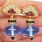 Marina B Blue 'pneu' Tourmalines Diamond 18k Gold Dangle Drop Earrings|Dover Jewelry|