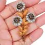 Mario Buccellati Antique 18K Two-Tone Sapphire Flower Brooch |Dover Jewelry|