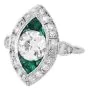 Antique Diamond 2.70cts Emerald Platinum Marquise Design Cocktail Ring|Dover Jewelry|