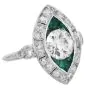 Antique Diamond 2.70cts Emerald Platinum Marquise Design Cocktail Ring|Dover Jewelry|