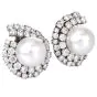 Platinum 7.00 carats Diamond Pearl Statement Clip Earrings|Dover Jewelry|