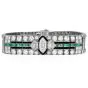 Antique Art Deco Diamond Emerald Onyx Platinum Mesh Bracelet|dover Jewelry|