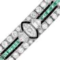 Antique Art Deco Diamond Emerald Onyx Platinum Mesh Bracelet|dover Jewelry|