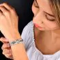 Antique Art Deco Diamond Emerald Onyx Platinum Mesh Bracelet
