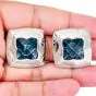 Bvlgari Pyramid Blue Topaz Earrings 18K White Gold|Dover Jewelry|