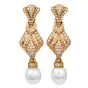  5.85 carat Diamond Pearl 18K Gold Dangle Drop Earrings|Dover Jewelry|