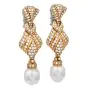  5.85 carat Diamond Pearl 18K Gold Dangle Drop Earrings|Dover Jewelry|