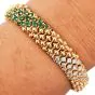 Estate Emeralds 6.35cts Diamonds 18K Gold Beaded Mesh Wrap Bracelet|Dover Jewelry|