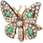 Vintage Diamond 3.10cts Emerald 14K Yellow Gold Butterfly Brooch|Dover Jewelry|