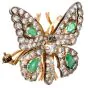 Vintage Diamond 3.10cts Emerald 14K Yellow Gold Butterfly Brooch|Dover Jewelry|