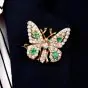 Vintage Diamond 3.10cts Emerald 14K Yellow Gold Butterfly Brooch|Dover Jewelry|