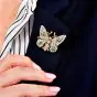 Vintage Diamond 3.10cts Emerald 14K Yellow Gold Butterfly Brooch|Dover Jewelry|
