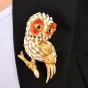 Estate Sapphire Owl 18K Yellow Gold Enamel Brooch|Dover Jewelry|