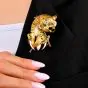Vintage Diamond 18K Gold Enamel Circus Tiger Brooch|Dover Jewelry|