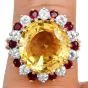 Oscar Heyman 11.00cttw Yellow Sapphire Diamond & Ruby 18K Gold Cocktail Ring