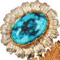 Vintage Buccellati 18K Gold Turquoise Flower Brooch PIn
