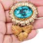 Vintage Buccellati 18K Gold Turquoise Flower Brooch PIn