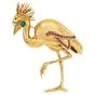  Jean Vitau Flamingo Multi Gem Designer 18K Gold Pin