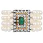 Buccellati Four-Strand Pearl Diamond Emerald 18K Bracelet