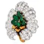 buccellati Vintage Emerald diamond 18k Gold Flower Brooch Pin