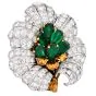 buccellati Vintage Emerald diamond 18k Gold Flower Brooch Pin