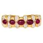GIA No Heat Ruby Cabochon Diamond 18K Gold Cuff Bracelet