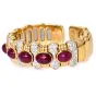 GIA No Heat Ruby Cabochon Diamond 18K Gold Cuff Bracelet
