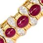 GIA No Heat Ruby Cabochon Diamond 18K Gold Cuff Bracelet