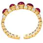 GIA No Heat Ruby Cabochon Diamond 18K Gold Cuff Bracelet