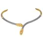 Estate Lion Head Diamond Ruby 18K Two-Tone Gold Choker Necklace