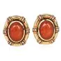 1950s Orange Jadeite Diamond Oval 14k Gold Statement Earrings 