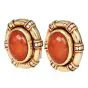 1950s Orange Jadeite Diamond Oval 14k Gold Statement Earrings 