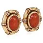 1950s Orange Jadeite Diamond Oval 14k Gold Statement Earrings 