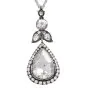 Vintage 6.10cts Teardrop Rose Cut Diamond Gold Silver Pendant Necklace 