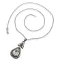 Vintage 6.10cts Teardrop Rose Cut Diamond Gold Silver Pendant Necklace 