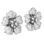 Estate 3.25cts  Diamond 18K White Gold Sparkly Flower Clip-On Earrings