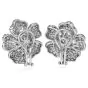 Estate 3.25cts  Diamond 18K White Gold Sparkly Flower Clip-On Earrings