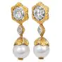 Buccellati Old Mine Cut Diamond & Pearl 18K Gold Drop Day Night Earrings
