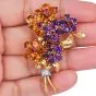 Boucheron Vintage Diamond Multi Gemstone 18K Gold Bouquet Brooch