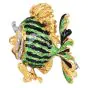  Vintage 1980s 18K Gold Diamond Enamel Fish Brooch