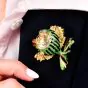  Vintage late 1980s 18K Gold Diamond Enamel Fish Brooch