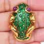 Hidalgo Miami 1990s Ruby 18K Gold Enamel Frog Brooch pin