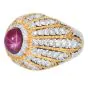 Mario Buccellati GIA No-Heat Burma Ruby & Diamond Dome Cocktail Ring – Platinum & 18K Gold