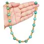 Vintage Turquoise Bead 18K Yellow Gold Necklace 