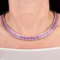 Mystery-Set Pink Sapphire & Diamond 58.60cts 18K Gold Necklace|Dover Jewelry|