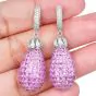 Mystery-Set Pink Sapphire & Diamond 20.07cts 18K Gold Drop Earrings|Dover Jewelry|